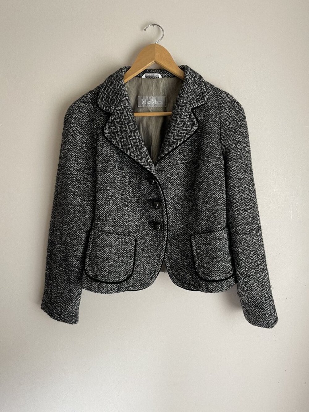 MAXMARA Wool Blend Tweed Short Jacket